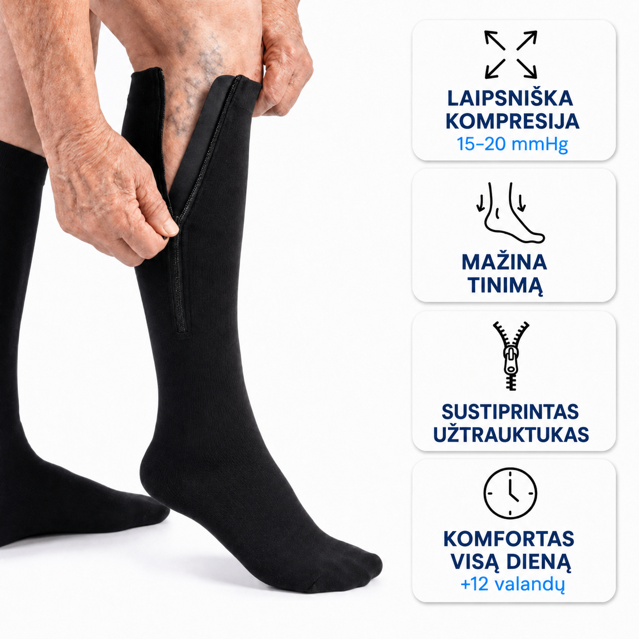 Užsegamos kompresinės kojinės